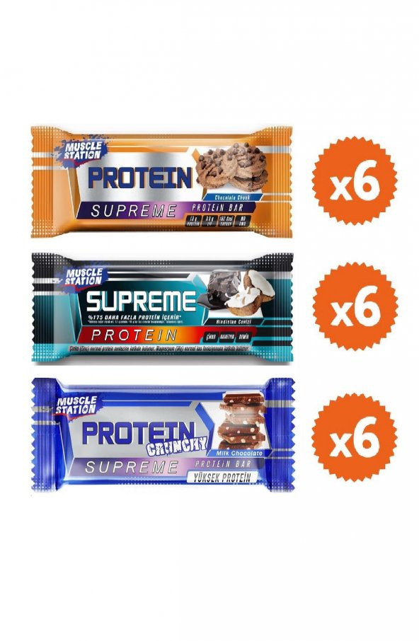 Muscle Station Protein Supreme Bar Karma Set 3 Çeşit 18 Adet