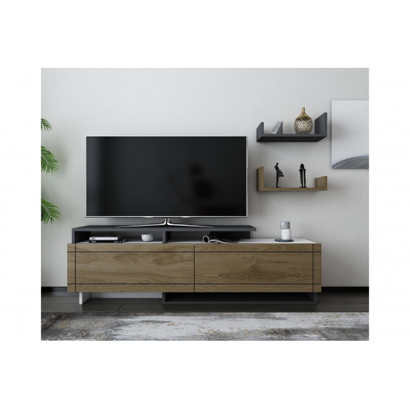 EVDEKİMODA TAMY TV ÜNİTESİ (BEYAZ-ANTRASİT-UD) - 2