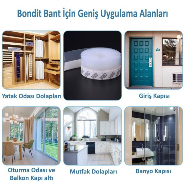 Bondit Kapı Pencere İzolasyon Bandı Rüzgar Toz Haşerat Geçirmez 3M Bantlı 53 mm x 2.5 Mt - 4