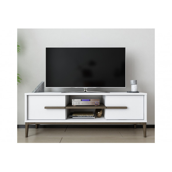 EVDEKİMODA ESLEM 120 TV ÜNİTESİ (BEYAZ-CEVİZ) - 2