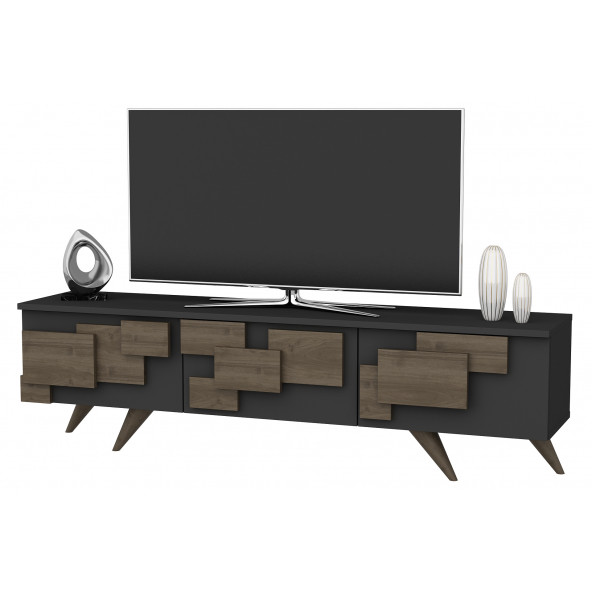 EVDEKİMODA 3D TV ÜNİTESİ (ANTRASİT-CEVİZ) - 4