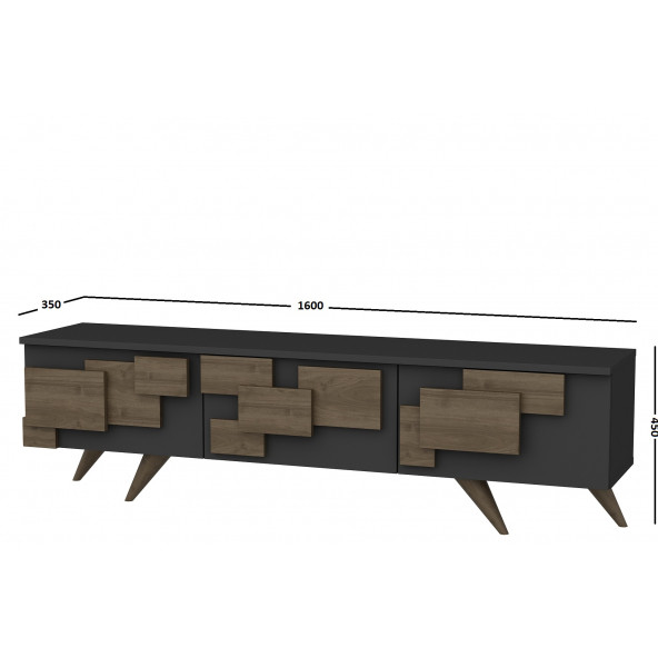 EVDEKİMODA 3D TV ÜNİTESİ (ANTRASİT-CEVİZ) - 5