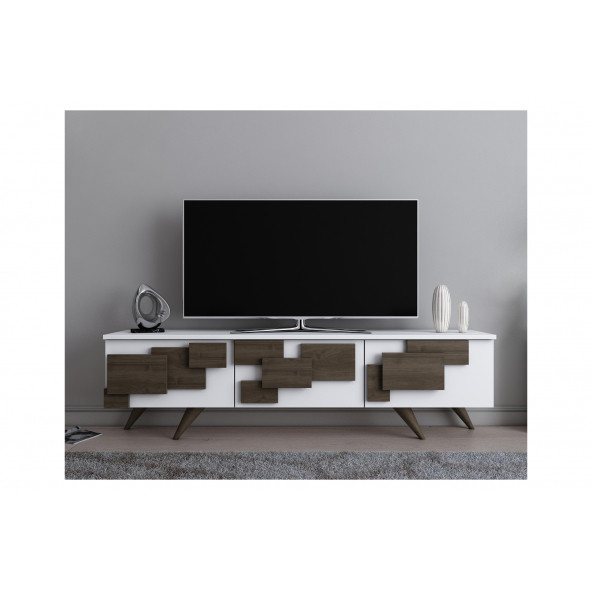 ECDEKİMODA 3D TV ÜNİTESİ (BEYAZ-CEVİZ) - 2