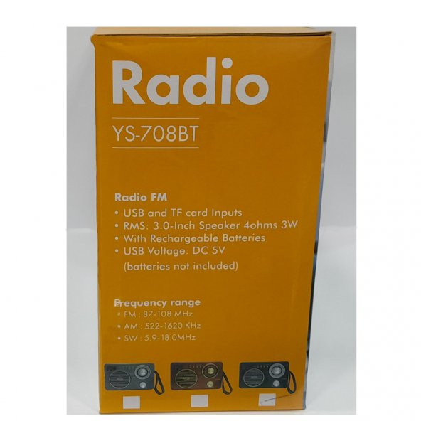 Radio YS-708BT FM/AM/ SW/USB/TF/AUX/3 Radyo - 2