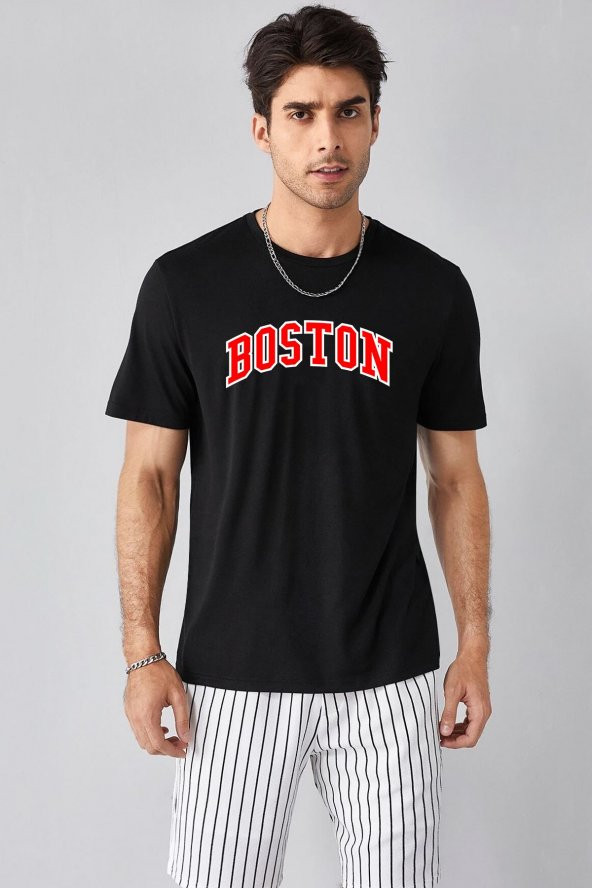 Boston Baskılı Tasarım Tshirt