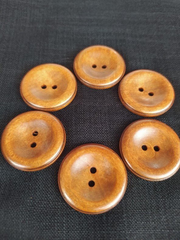 ORİJİNAL AHŞAP DÜĞME 4CM BÜYÜK BOY 1 PAKET 6 ADET