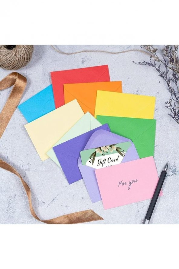50 Adet Karışık 10 Farklı Renk Hediye Doğum Günü Dilekleri Düğün Para Davetiye Mektup Kartpostal - 4