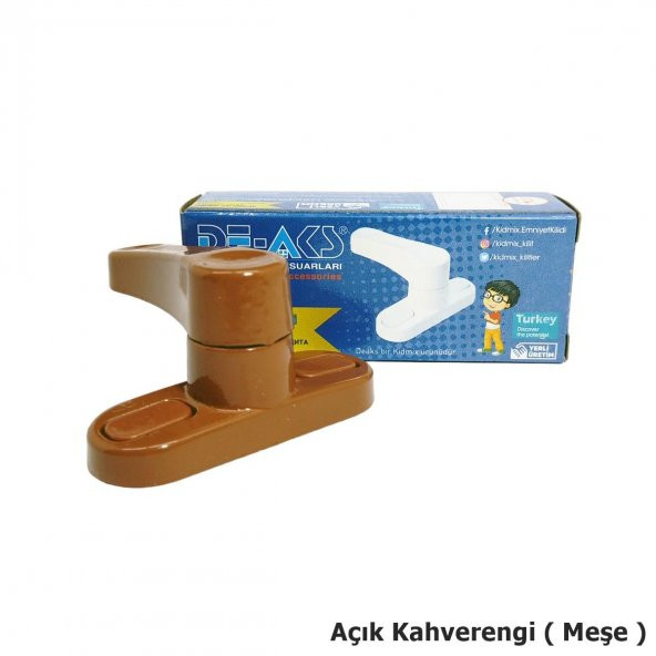 Pvc Pencere Çocuk Emniyet Kilidi Çekmeli Metal Açık Kahverengi - 2
