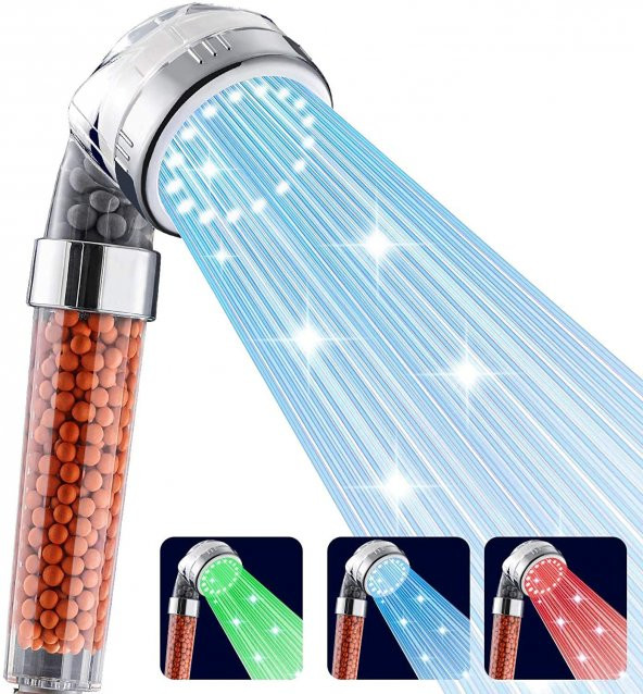 NaturalWater Renk değişimli LED duş başlığı, 3 renk değişimli duş başlığı, LED duş başlığı
