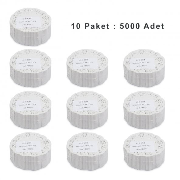 Dolphin Dantel Görünümlü Kağıt Bardak Altlığı - Çay Bardağı Kağıt Altlığı - 10 Adet 500'lü Paket - 2