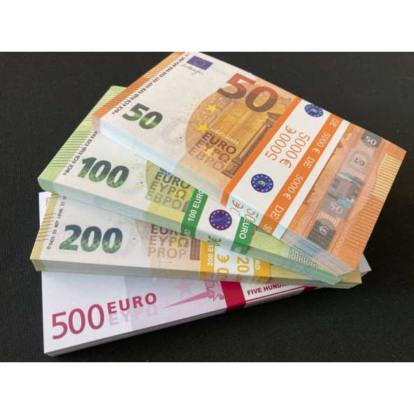 YENİ 20 DESTE KARIŞIK EURO 50-100 VE 200 EURO GEÇERSİZ PARA EĞLENCE PARASI - 8
