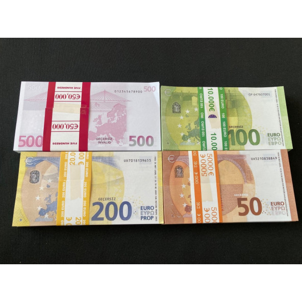 YENİ 20 DESTE KARIŞIK EURO 50-100 VE 200 EURO GEÇERSİZ PARA EĞLENCE PARASI - 9
