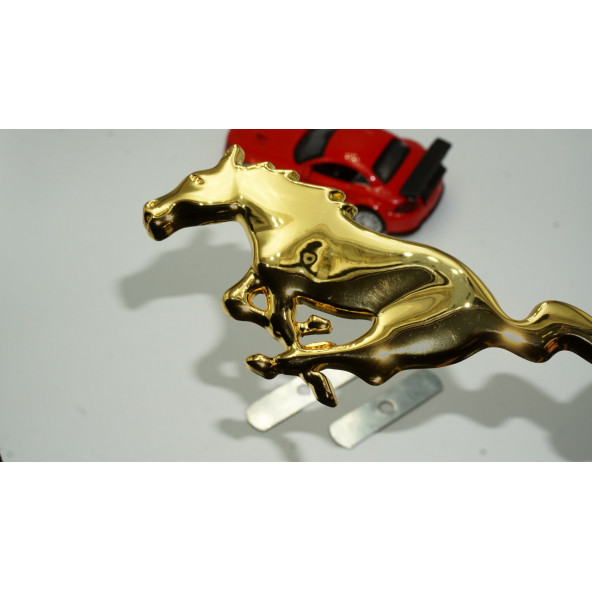 DK Ford Mustang Shelby GT Koşan At Ön Panjur Vidalı Gold Metal Logo