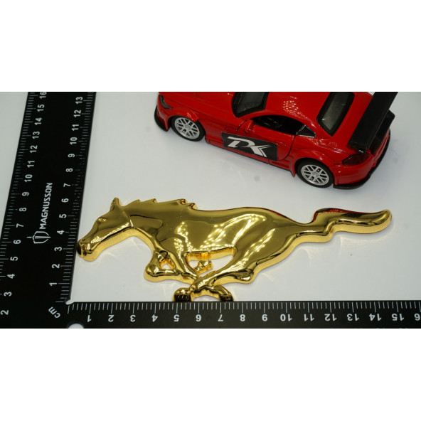DK Ford Mustang Shelby GT Koşan At Ön Panjur Vidalı Gold Metal Logo - 6