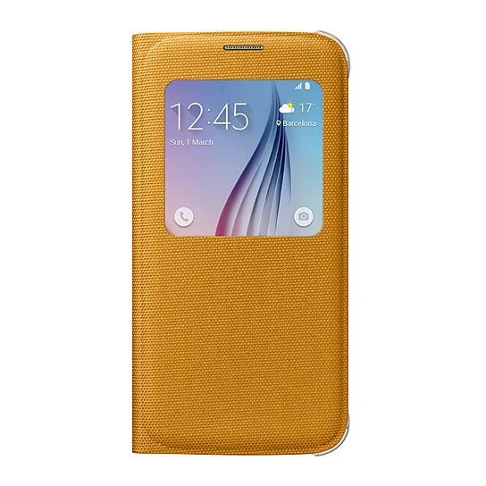 Samsung Galaxy S6 Orjinal S-View Cover (Tekstil) - Sarı EF-CG920BYEGWW - Resim 3