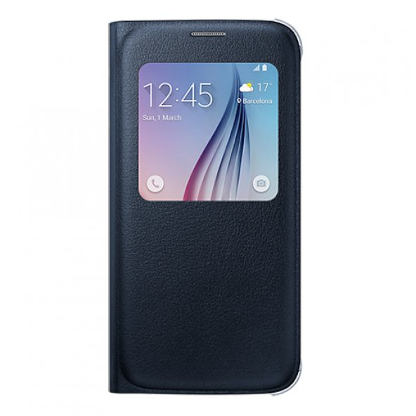Samsung Galaxy S6 Orjinal S-View Cover (Deri Görünümlü) - Lacivert EF-CG920PBEGWW