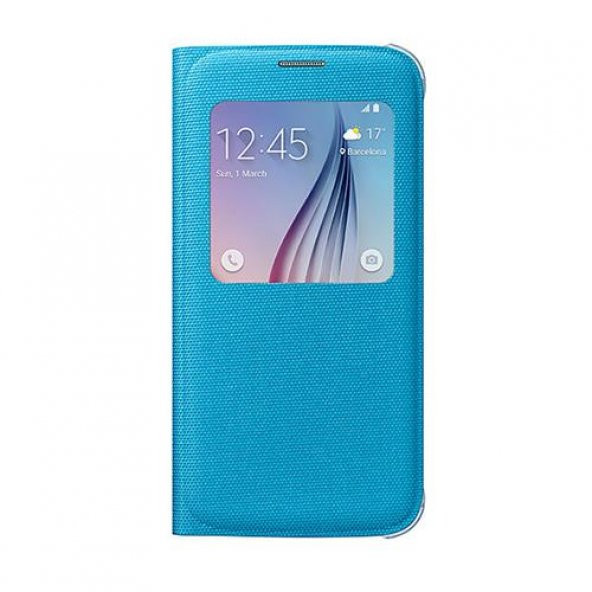 Samsung Galaxy S6 Orjinal S-View Cover (Tekstil) - Mavi EF-CG920BLEGWW