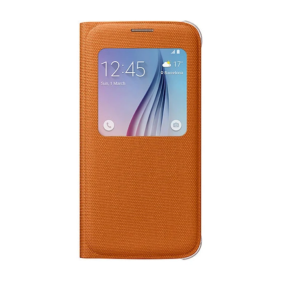 Samsung Galaxy S6 Orjinal S-View Cover (Tekstil) - Turuncu EF-CG920BOEGWW