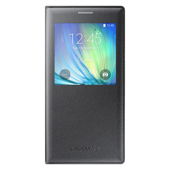 Samsung Galaxy A7 2015 Kılıf S View Cover Orjinal EF-CA700B Siyah