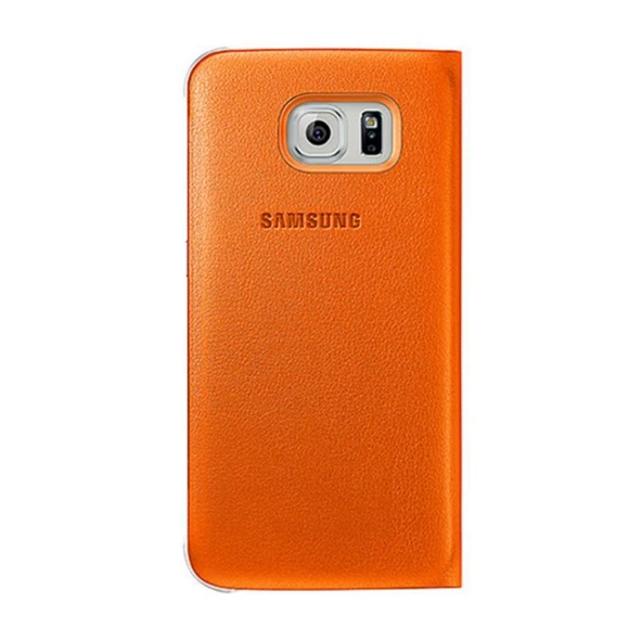 Samsung Galaxy S6 Orjinal S-View Cover (Deri Görünümlü) - Turuncu EF-CG920POEGWW - Resim 4