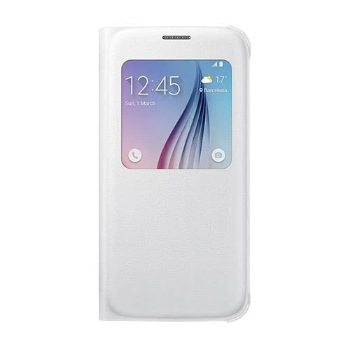 Samsung Galaxy S6 Orjinal S-View Cover Beyaz (Deri Görünümlü) - EF-CG920PW - Resim 4