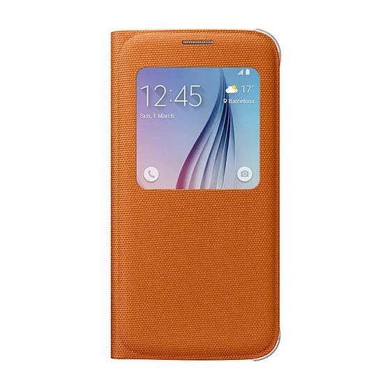 Samsung Galaxy S6 Orjinal S-View Cover (Tekstil) - Turuncu EF-CG920BOEGWW - Resim 2