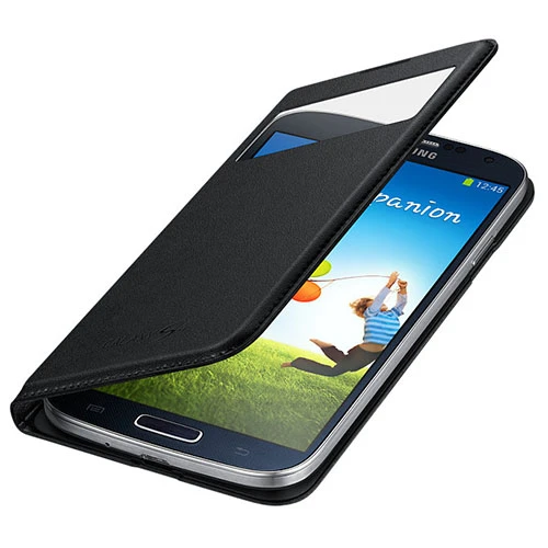 Samsung i9500 Galaxy S4 Kılıf Orjinal S-View Cover (Deri) - Siyah EF-MI950B - 6