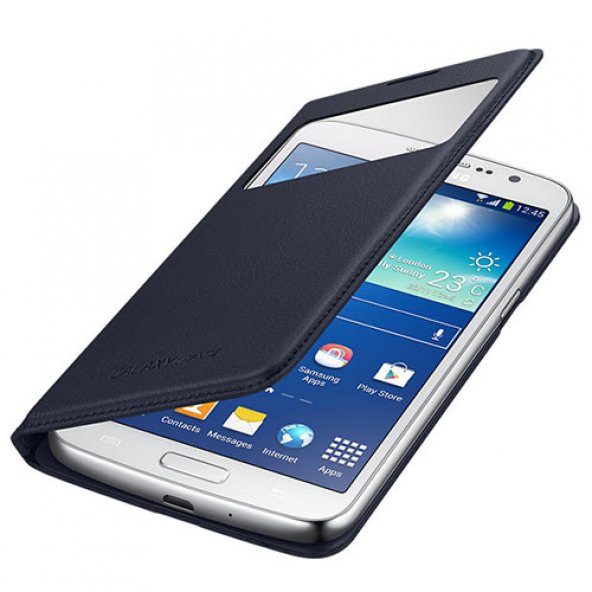 Samsung G7100 Galaxy Grand 2 Orjinal S View Cover Kılıf -K.Mavi EF-CG710BLEGWW
