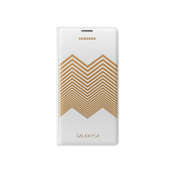 Samsung Galaxy S5 Nicholas Kırkwood Flip Wallet Orjinal Kılıf Altın Desenli EF-WG900RLEGWW