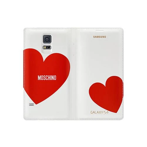 Samsung Galaxy S5 Moschino Flip Wallet Orjinal Kılıf Kırmızı Kalp EF-WG900RREGWW - Resim 4