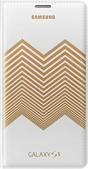 Samsung Galaxy S5 Nicholas Kırkwood Flip Wallet Orjinal Kılıf Altın Desenli EF-WG900RLEGWW - Resim 2