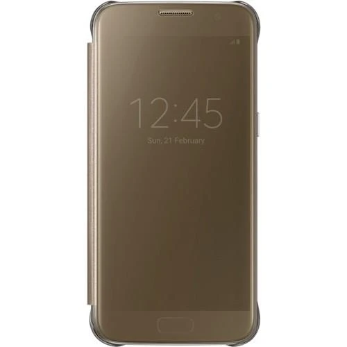 Samsung Galaxy S7 Clear View Cover Orjinal Kılıf Altın EF-ZG930CFEGWW