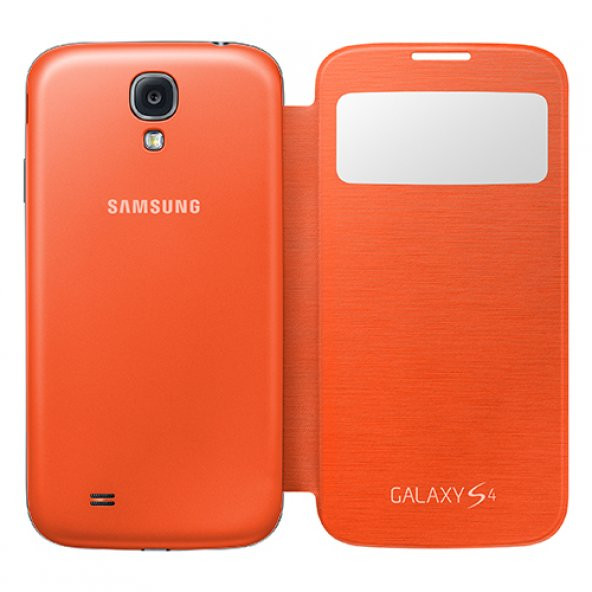 Samsung Galaxy S4 Orjinal S View Cover Kılıf - Turuncu - Resim 2