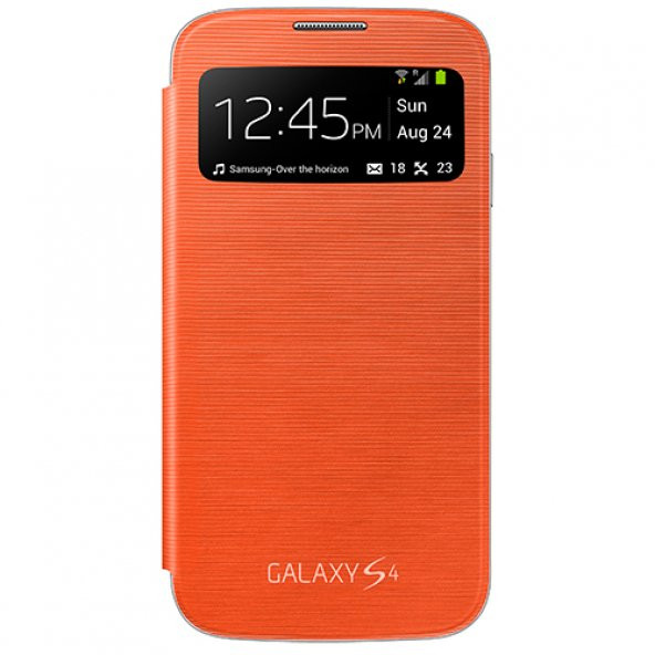 Samsung Galaxy S4 Orjinal S View Cover Kılıf - Turuncu - Resim 3