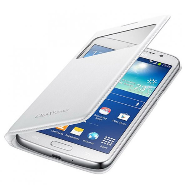 Samsung G7100 Galaxy Grand 2 Orjinal S View Cover Kılıf -Beyaz (Outlet) - Resim 2