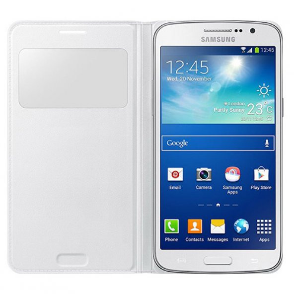Samsung G7100 Galaxy Grand 2 Orjinal S View Cover Kılıf -Beyaz (Outlet) - Resim 3