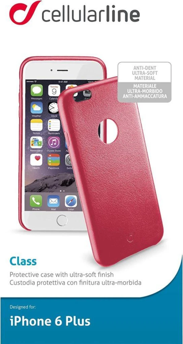 Cellular Line iPhone 6S Plus/6 Plus Class Suni Deri Kılıf Kırmızı CLASSIPH655R - Resim 3