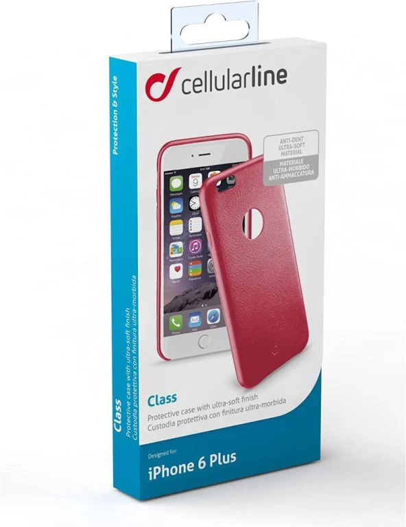 Cellular Line iPhone 6S Plus/6 Plus Class Suni Deri Kılıf Kırmızı CLASSIPH655R - Resim 5