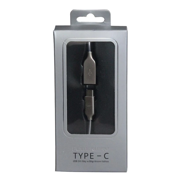Powerway Type-C Hızlı Şarj Kablosu 1 M - Spiralli Metal CX03 - 4