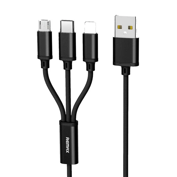 Remax 3 in 1 Micro + Type C + Lightning 1.15m 2.8A Data ve Şarj Kablosu - RC-131th - 5