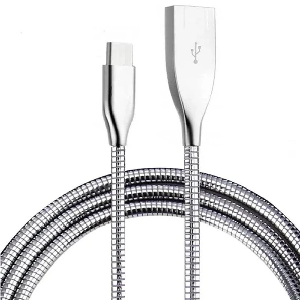 Powerway Type-C Hızlı Şarj Kablosu 1 M - Spiralli Metal CX03
