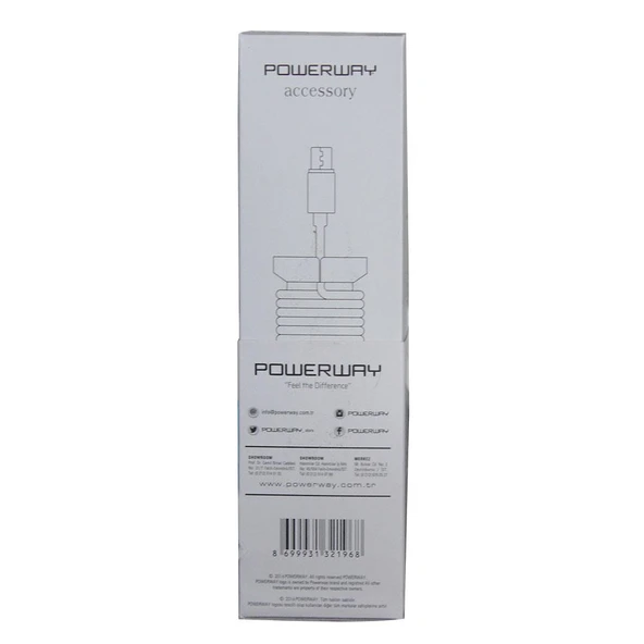 Powerway Micro USB Hızlı Şarj Kablosu Örgülü 1.1M - CX09 Beyaz - Resim 4