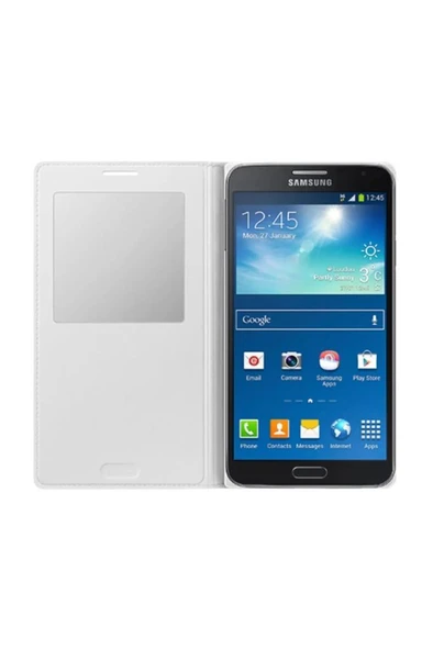 Samsung N7500 Galaxy Note 3 Neo Orjinal S View Cover Kılıf - Beyaz - EF-CN750BWEGWW - Resim 8
