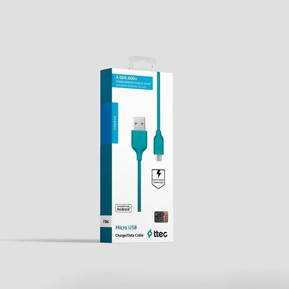 Ttec Micro USB Kablosu 120cm Turkuaz 2DK7530TZ - 4