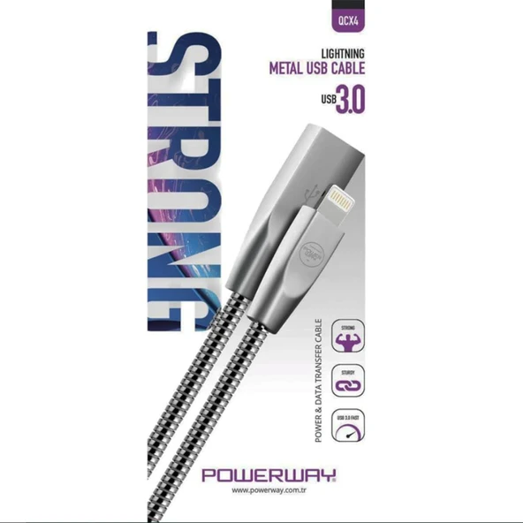 Powerway Lightning  3.0A 1 Metre Hızlı Data Şarj Kablosu QCX4 - 6