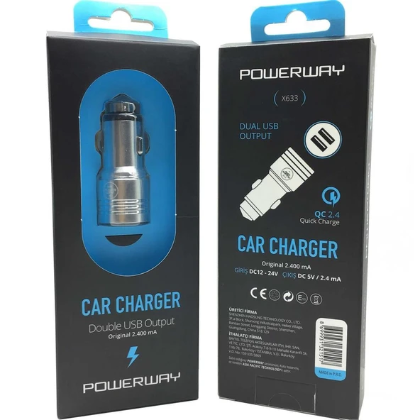 Powerway Universal Araç Şarj Başlığı 2.4A X633 - 7