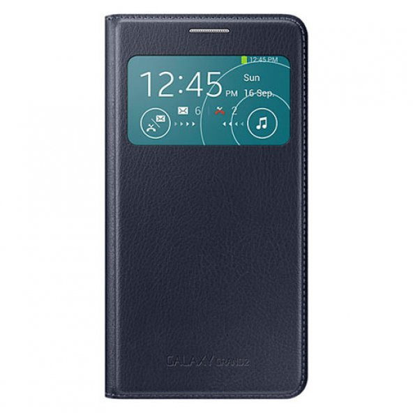 Samsung G7100 Galaxy Grand 2 Orjinal S View Cover Kılıf - K.Mavi EF-CG710BLEGWW (Outlet) - Resim 2