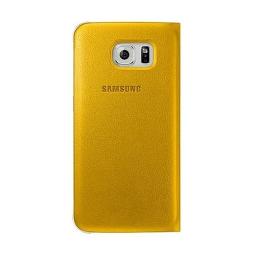 Samsung Galaxy S6 Orjinal S-View Cover (Deri Görünümlü) - Sarı EF-CG920PYEGWW (Outlet) - Resim 2