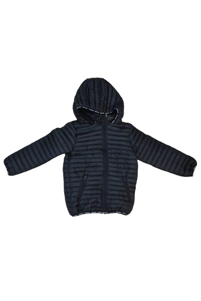 MİDİ MOD Unisex Çocuk Kapüşonlu Kumaş Astarlı Şişme Mont Kaban M22401-M22402 - 3
