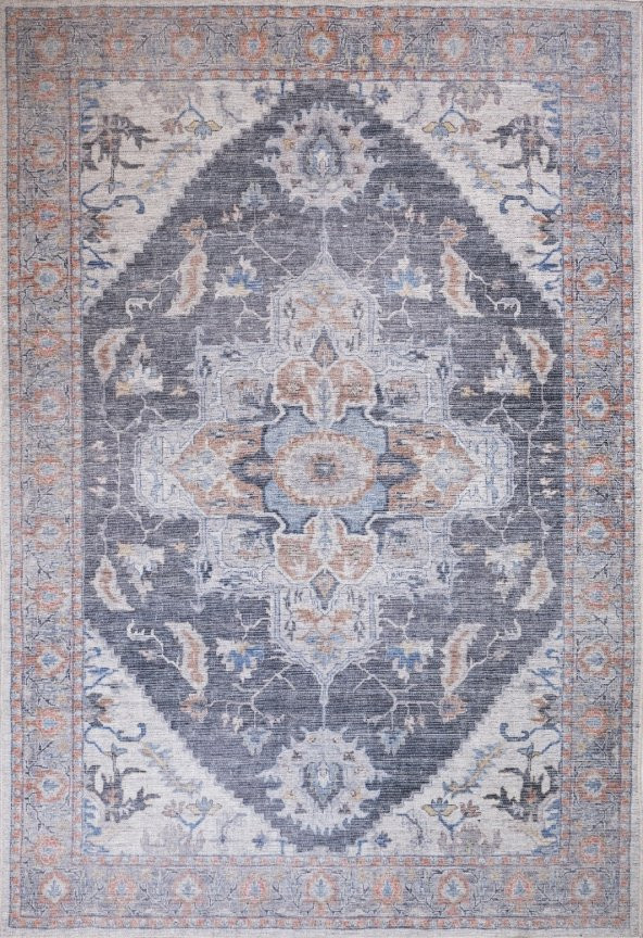 Yaseminsoy Collection Vintage Eskitme Desenli 150x210 Makinede Yıkanabilir Kilim, Halı